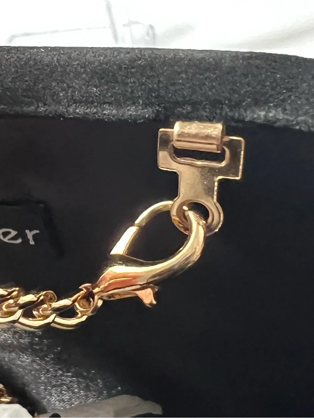 Nodeber Black Velvet Clutch Snake Clasp Gold tone Chain Evening cocktail Bag NWT